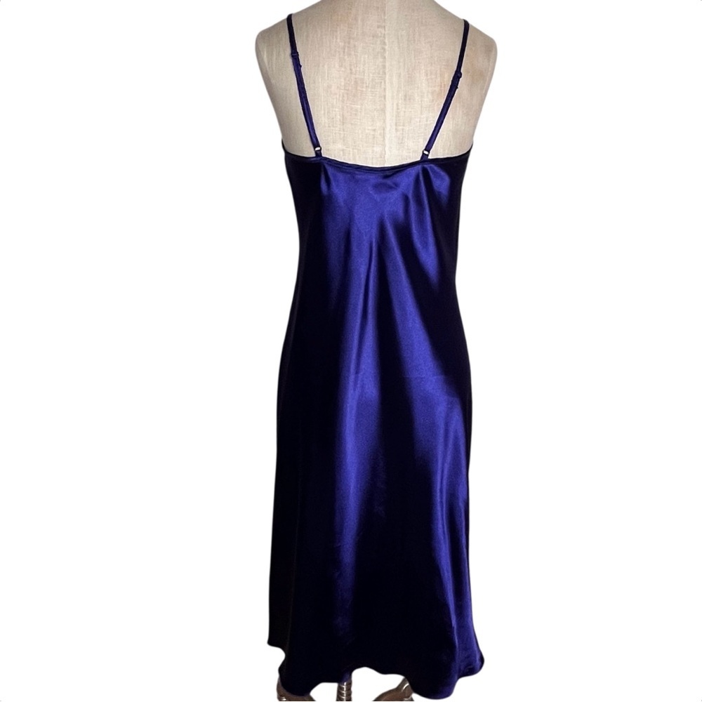 Bebe Purple Cowl Neck Satin Bias Cut Slip Dress Spaghetti Strap — Medium - Picture 2 of 11